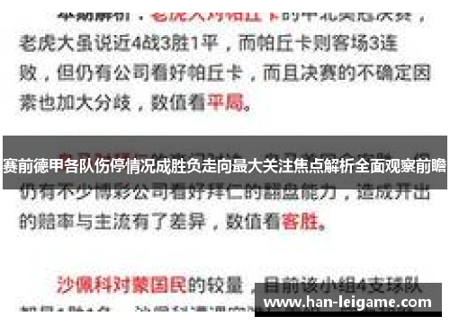 赛前德甲各队伤停情况成胜负走向最大关注焦点解析全面观察前瞻 赛前德甲各队伤停情况成胜负走向最大关注焦点解析全面观察前瞻